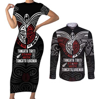 Maori Hongi Toitu Te Tiriti Couples Matching Short Sleeve Bodycon Dress and Long Sleeve Button Shirt Tangata Tiriti Stand With Tangata Whenua
