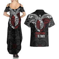 Maori Hongi Toitu Te Tiriti Couples Matching Summer Maxi Dress and Hawaiian Shirt Tangata Tiriti Stand With Tangata Whenua