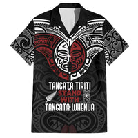 Maori Hongi Toitu Te Tiriti Family Matching Off Shoulder Maxi Dress and Hawaiian Shirt Tangata Tiriti Stand With Tangata Whenua LT7 Dad's Shirt - Short Sleeve Black - Polynesian Pride