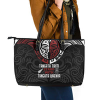 Maori Hongi Toitu Te Tiriti Leather Tote Bag Tangata Tiriti Stand With Tangata Whenua LT7 - Polynesian Pride