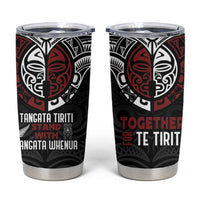 Maori Hongi Toitu Te Tiriti Tumbler Cup Tangata Tiriti Stand With Tangata Whenua LT7 Black - Polynesian Pride