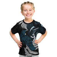 New Zealand Tui Bird Kid T Shirt Maori Kowhaiwhai LT7 Teal - Polynesian Pride