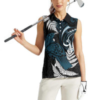 New Zealand Tui Bird Women Sleeveless Polo Shirt Maori Kowhaiwhai
