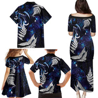 New Zealand Maori Matariki Family Matching Puletasi and Hawaiian Shirt Tui Bird Galaxy LT7 - Polynesian Pride