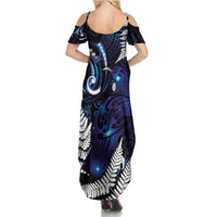 New Zealand Maori Matariki Family Matching Summer Maxi Dress and Hawaiian Shirt Tui Bird Galaxy LT7 - Polynesian Pride