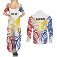 Philippines Tribal Sun Personalized Couples Matching Summer Maxi Dress and Long Sleeve Button Shirt Hunting Eagle