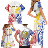 Philippines Tribal Sun Personalized Family Matching Short Sleeve Bodycon Dress and Hawaiian Shirt Hunting Eagle LT7 - Polynesian Pride
