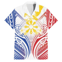 Philippines Tribal Sun Personalized Family Matching Summer Maxi Dress and Hawaiian Shirt Hunting Eagle LT7 Dad's Shirt - Short Sleeve White - Polynesian Pride