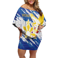 Personalized Filipino Sun and Stars Family Matching Off Shoulder Short Dress and Hawaiian Shirt Grunge Vibes