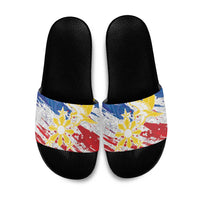 Filipino Sun and Stars Slide Sandals Grunge Vibes LT7 White - Polynesian Pride