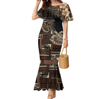 Vaiaso o le Gagana Samoa Family Matching Mermaid Dress and Hawaiian Shirt Siapo Motif Black