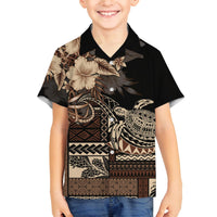 Vaiaso o le Gagana Samoa Family Matching Puletasi and Hawaiian Shirt Siapo Motif Black