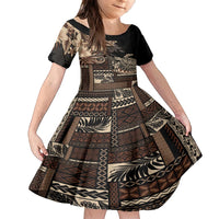 Vaiaso o le Gagana Samoa Kid Short Sleeve Dress Siapo Motif Black