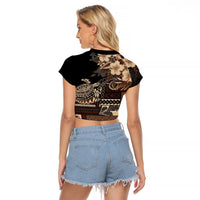 Vaiaso o le Gagana Samoa Raglan Cropped T Shirt Siapo Motif Black