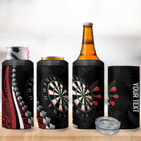 Personalized New Zealand Darts 4 in 1 Can Cooler Tumbler Kowhaiwhai Whero Koiri - Manaia