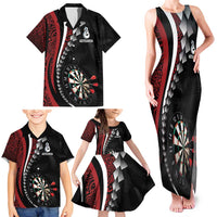 Personalized New Zealand Darts Family Matching Tank Maxi Dress and Hawaiian Shirt Kowhaiwhai Whero Koiri - Manaia