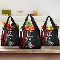 Personalized New Zealand Darts Grocery Bag Kowhaiwhai Whero Koiri - Manaia