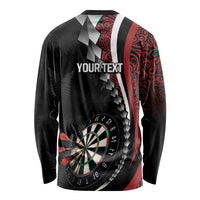 Personalized New Zealand Darts Long Sleeve Shirt Kowhaiwhai Whero Koiri - Manaia