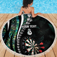Personalized New Zealand Darts Beach Blanket Paua Shell Koiri - Manaia