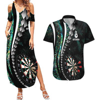 Personalized New Zealand Darts Couples Matching Summer Maxi Dress and Hawaiian Shirt Paua Shell Koiri - Manaia