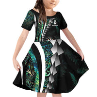 Personalized New Zealand Darts Family Matching Off Shoulder Short Dress and Hawaiian Shirt Paua Shell Koiri - Manaia