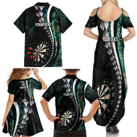 Personalized New Zealand Darts Family Matching Summer Maxi Dress and Hawaiian Shirt Paua Shell Koiri - Manaia
