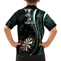 Personalized New Zealand Darts Family Matching Tank Maxi Dress and Hawaiian Shirt Paua Shell Koiri - Manaia
