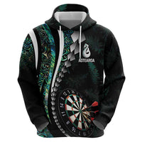 Personalized New Zealand Darts Hoodie Paua Shell Koiri - Manaia