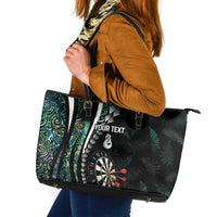 Personalized New Zealand Darts Leather Tote Bag Paua Shell Koiri - Manaia