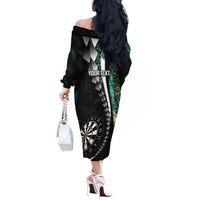 Personalized New Zealand Darts Off The Shoulder Long Sleeve Dress Paua Shell Koiri - Manaia LT7 - Polynesian Pride