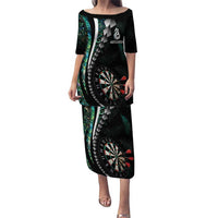 Personalized New Zealand Darts Puletasi Paua Shell Koiri - Manaia LT7 Long Dress Green - Polynesian Pride