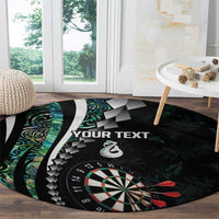Personalized New Zealand Darts Round Carpet Paua Shell Koiri - Manaia