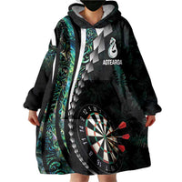Personalized New Zealand Darts Wearable Blanket Hoodie Paua Shell Koiri - Manaia
