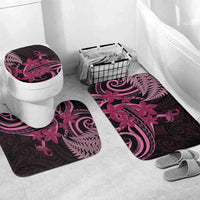 Aotearoa Maori Bathroom Set Pink Fern Ribbons on Black - Polynesian Pride