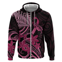 Aotearoa Maori Hoodie Pink Fern Ribbons on Black - Polynesian Pride