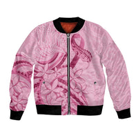 Aotearoa Maori Bomber Jacket Pink Fern Ribbons LT7 Unisex Pink - Polynesian Pride