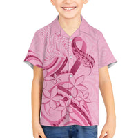 Aotearoa Maori Family Matching Off Shoulder Short Dress and Hawaiian Shirt Pink Fern Ribbons LT7 Son's Shirt Pink - Polynesian Pride