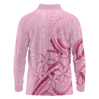 Aotearoa Maori Long Sleeve Polo Shirt Pink Fern Ribbons - Polynesian Pride