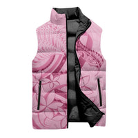 Aotearoa Maori Sleeveless Puffer Jacket Pink Fern Ribbons LT7 - Polynesian Pride