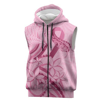 Aotearoa Maori Sleeveless Zip Hoodie Pink Fern Ribbons LT7