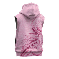 Aotearoa Maori Sleeveless Zip Hoodie Pink Fern Ribbons LT7