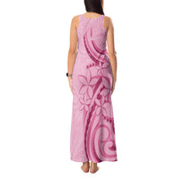 Aotearoa Maori Tank Maxi Dress Pink Fern Ribbons - Polynesian Pride