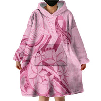 Aotearoa Maori Wearable Blanket Hoodie Pink Fern Ribbons - Polynesian Pride