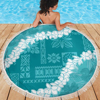 Hawaii Aloha Beach Blanket Teal Quilt Patch Work Mix Plumeria Lei LT7 - Polynesian Pride