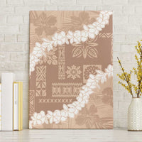 Hawaii Aloha Canvas Wall Art Beige Quilt Patch Work Mix Plumeria Lei LT7 Without Frame Beige - Polynesian Pride