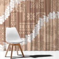 Hawaii Aloha Window Curtain Beige Quilt Patch Work Mix Plumeria Lei LT7 - Polynesian Pride