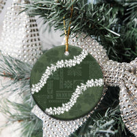 Hawaii Aloha Ceramic Ornament Sage Quilt Patch Work Mix Plumeria Lei