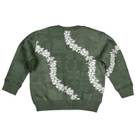 Hawaii Aloha Kid Ugly Christmas Sweater Sage Quilt Patch Work Mix Plumeria Lei LT7 - Polynesian Pride