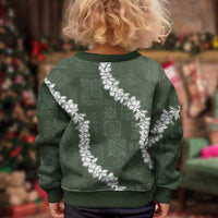 Hawaii Aloha Kid Ugly Christmas Sweater Sage Quilt Patch Work Mix Plumeria Lei LT7 - Polynesian Pride