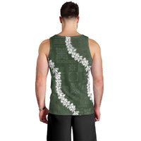 Hawaii Aloha Men Tank Top Sage Quilt Patch Work Mix Plumeria Lei LT7 - Polynesian Pride